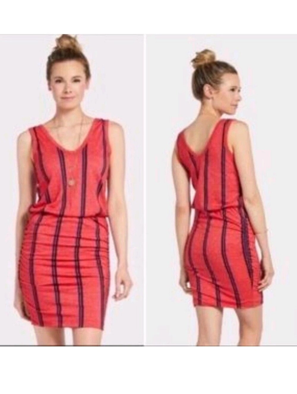 Sundry Coral Red Striped Tank Top
